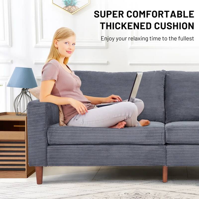 82.7" Sofas for Living Room, Comfy Love Seat Couches, Corduroy Loveseat Sofa,, Easy Assembly for Small Spaces