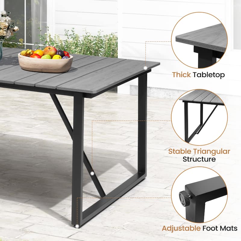 Outdoor Aluminum Patio Dining Table Rectangle with Umbrella Hole - 82.7 in L * 37.8 in W * 28.9 in H