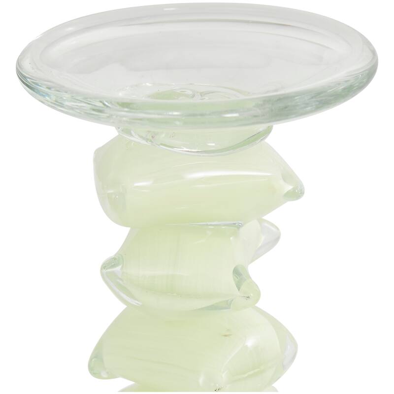 Clear or Green Glass Stacked Stone Candle Holder (Set of 2)