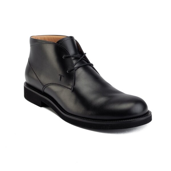 Leather Polacco Chukka Boot Shoes Black 