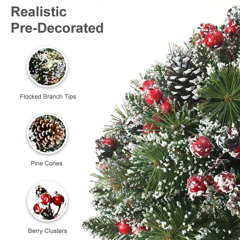 Puleo International 26" Battery-Operated Pre-Lit Urn Filler with 75 Warm White LED Lights with Timer - Green