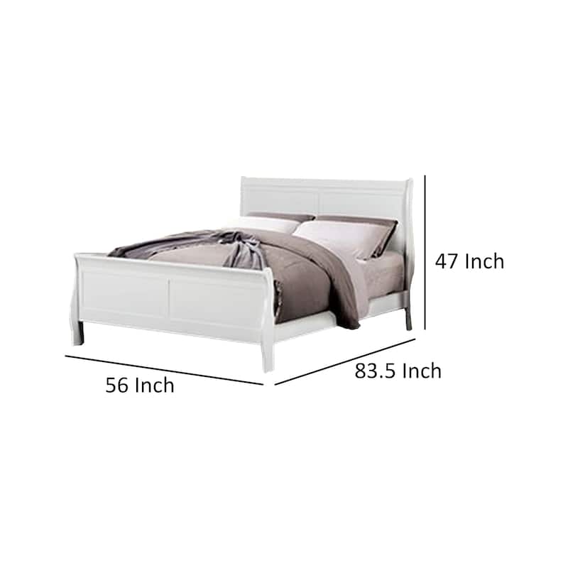 Ryla Full Size Bed, Sleek Modern Panel Headboard Design, White Solid Wood