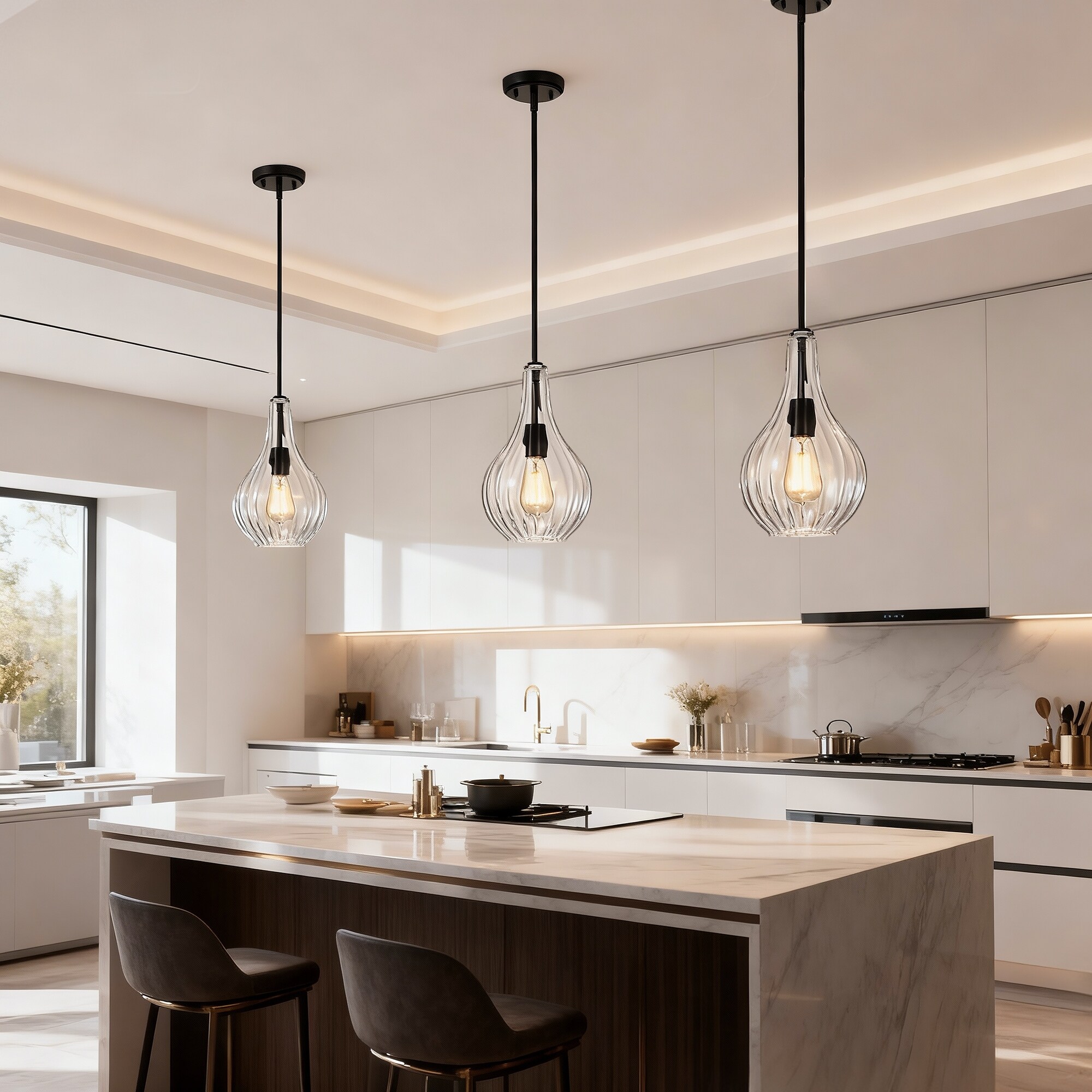 Matte Black/Chrome 1-Light 8 inch Pendant with Clear Glass Shade