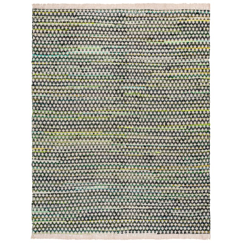 SAFAVIEH Handmade Montauk Eutimia Cotton Rug - 8' x 10' - Green/Ivory