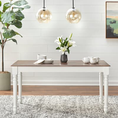 Simple Living Skipton Walnut/ White Rubberwood Rectangular Table - Walnut