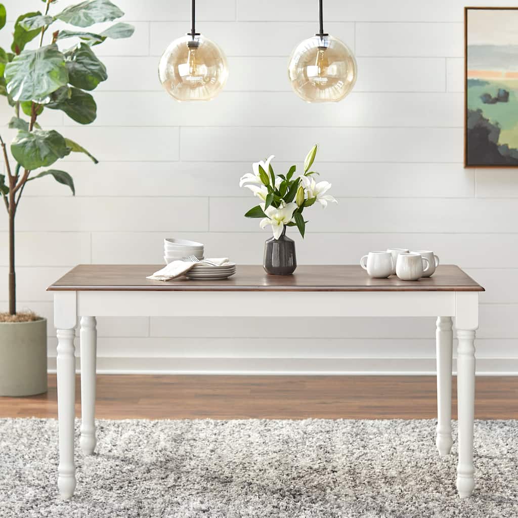 Simple Living Skipton Walnut/ White Rubberwood Rectangular Table - Walnut
