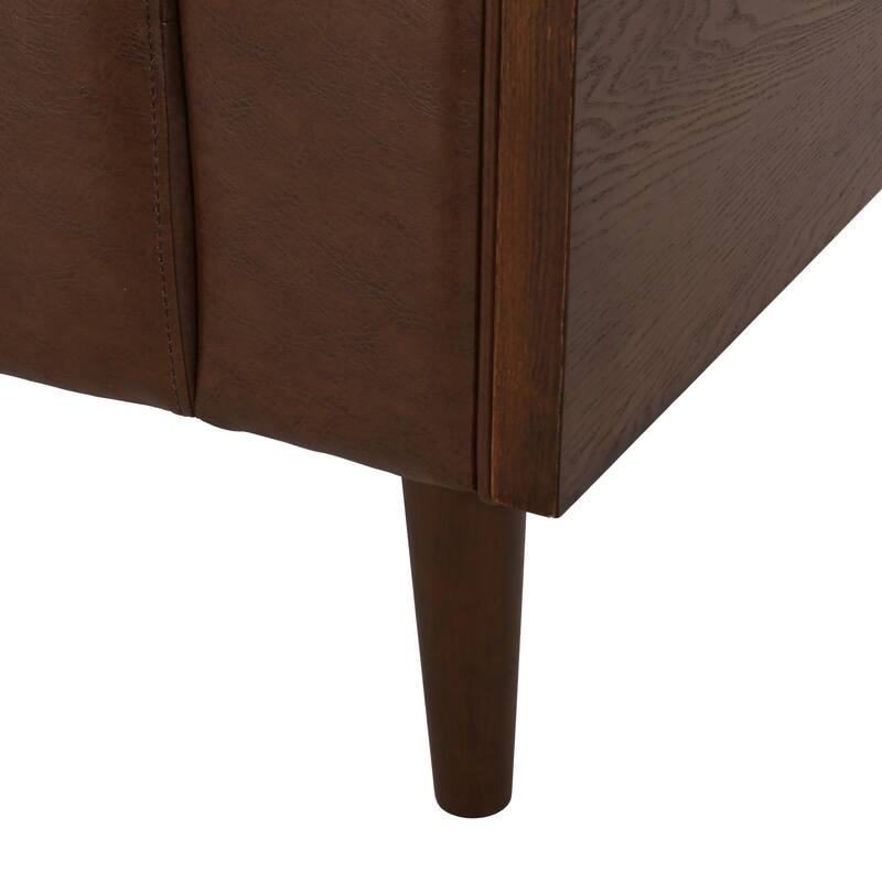 90" Faux Leather Button Tufted 3-seater Sofa with Birch Wood Legs for Living Room