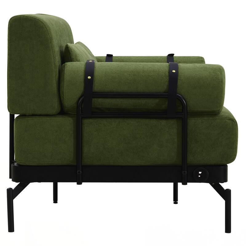 Modern Loveseat Sofa 59" Sofa Couch 2-Seater Sofa with Flexible USB Ports , Unique Cylindrical Armrests for Living Room