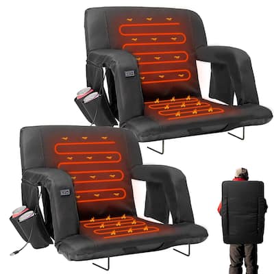 DoCred Heated Folding Stadium Seat for Bleachers, Black, 2Pack - 25"