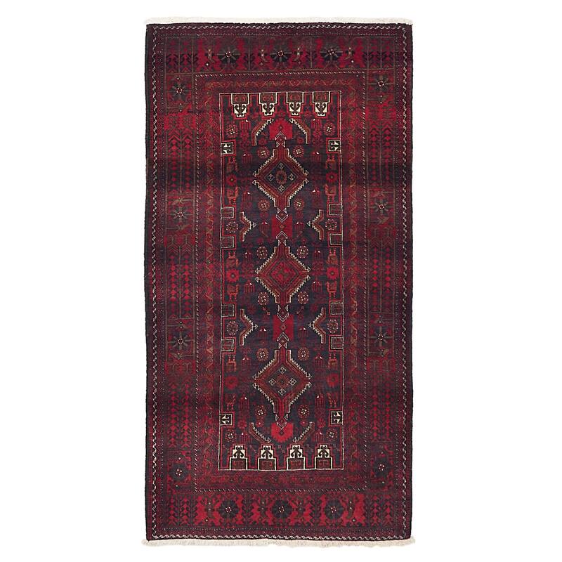 ECARPETGALLERY Hand-knotted Teimani Black, Red Wool Rug - 3'5 x 6'10