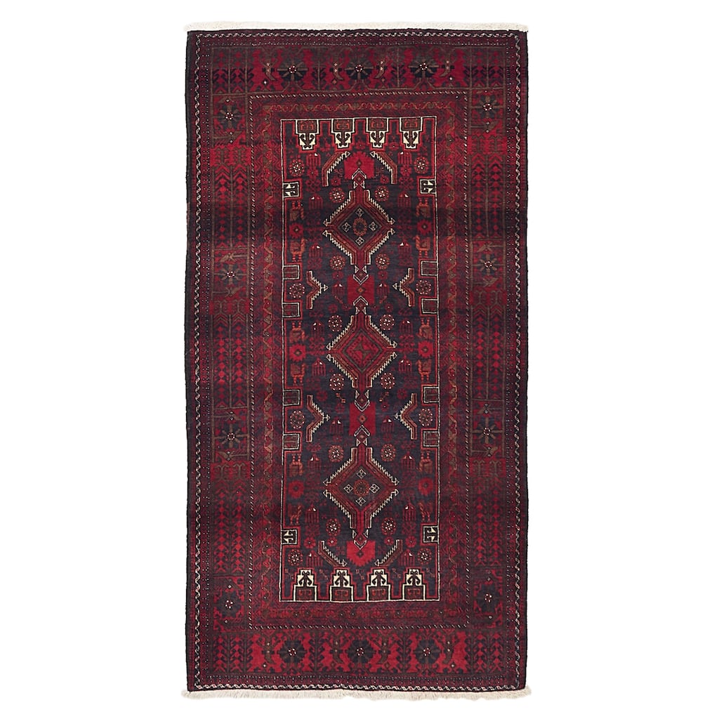 ECARPETGALLERY Hand-knotted Teimani Black, Red Wool Rug - 3'5 x 6'10