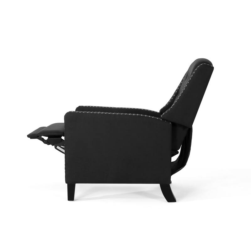 Pushback Recliner Chair, Fabric Armchair Push Back Recliner with Rivet Trim, Mid Century Tufting Accent Chair for Living Room