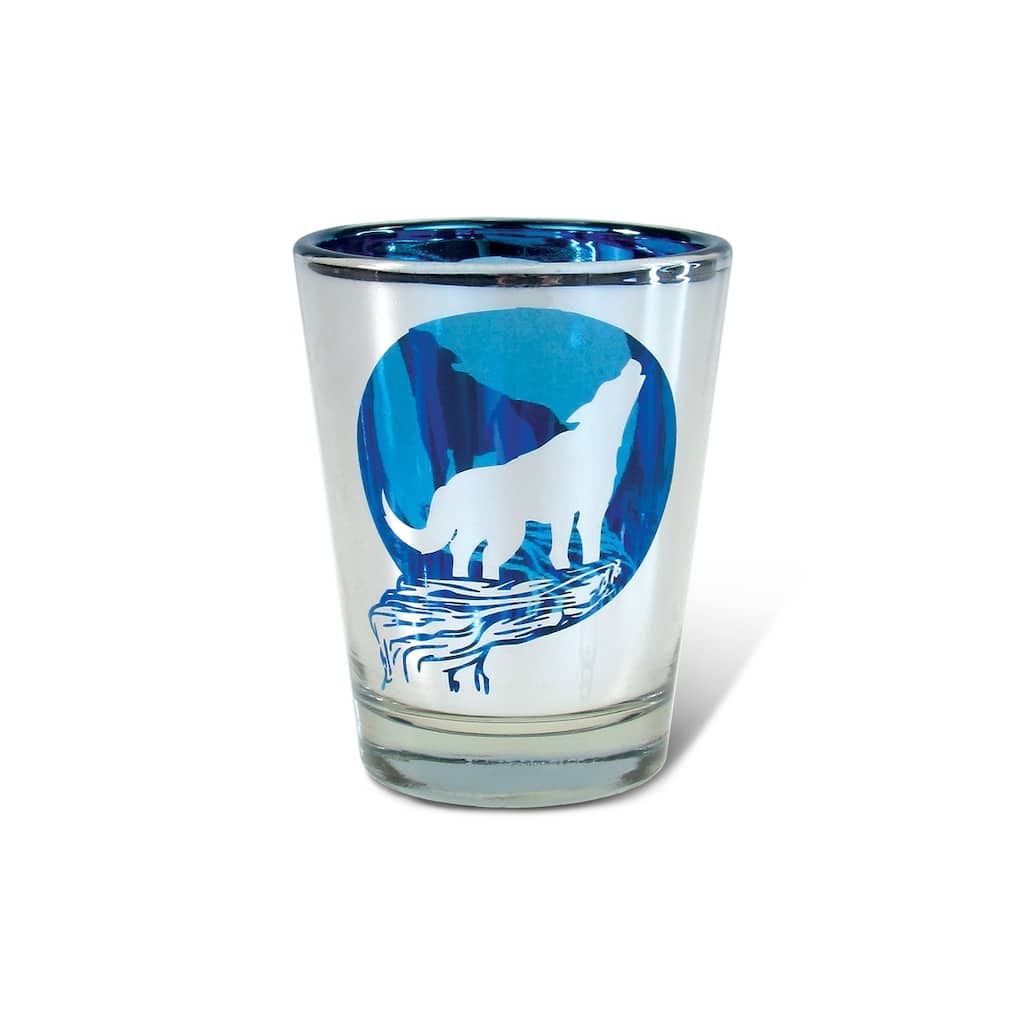 Puzzled Silver Majestic Wolf Shot Glass, 1.70 Oz. Novelty Glasses