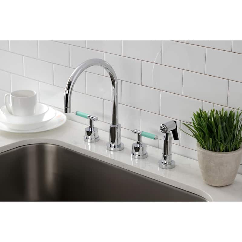 Kingston Brass Kaiser Widespread Kitchen Faucet with Brass Sprayer