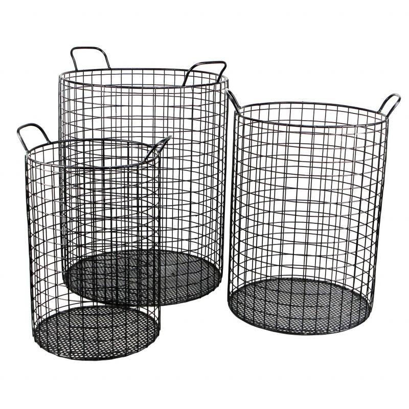 HomeRoots Set of Three Metal Wire Storage Baskets