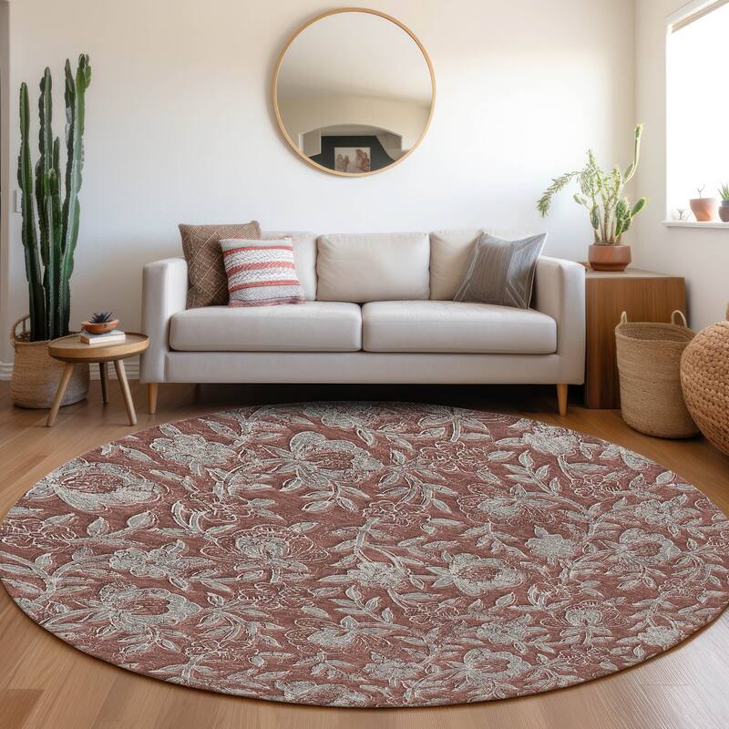 Machine Washable Indoor/ Outdoor Chantille Floral Rug