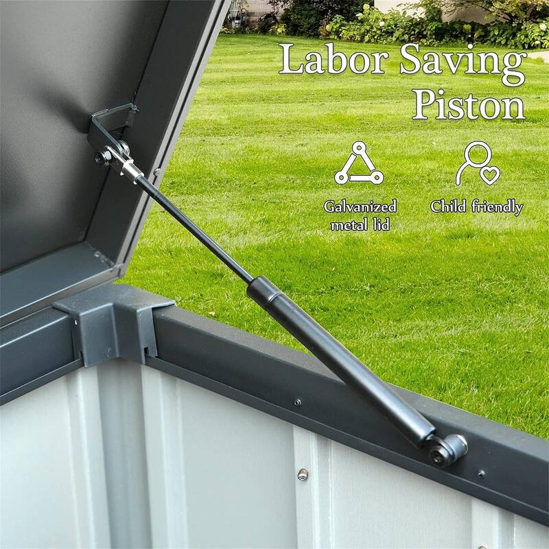 100-200 Gallon Dark Grey Steel Outdoor Storage Deck Box Large Patio Storage Box