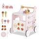 preview thumbnail 2 of 16, MDF Kids Walker with Toys, Storage and Rubber Wheels - 12.5" L x 14" W x 16.5" H Pink