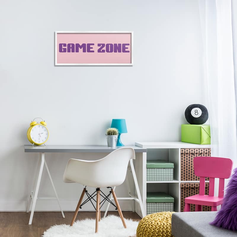 Stupell Game Zone Purple & Pink Framed Giclee Art Design By Yass Naffas Designs