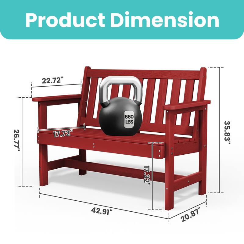 Outdoor 2-Person Garden Bench 42.92-in W x 35.83-in H
