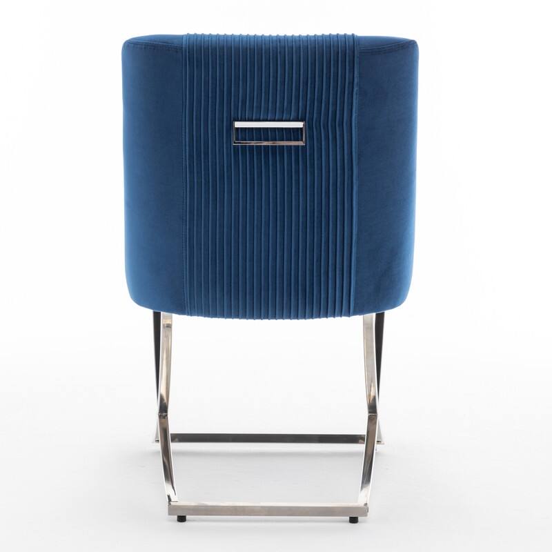 Modern Contempoary Velvet Dining Chair Set of 2 with Metal Frame Legs and Back Pull