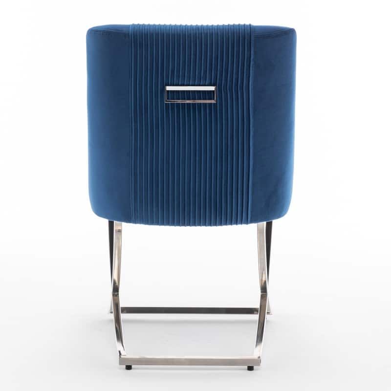 Modern Contempoary Velvet Dining Chair Set of 4 with Metal Frame Legs and Back Pull