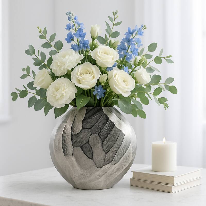 Modern Round Metal Table Vase - Flower Vase