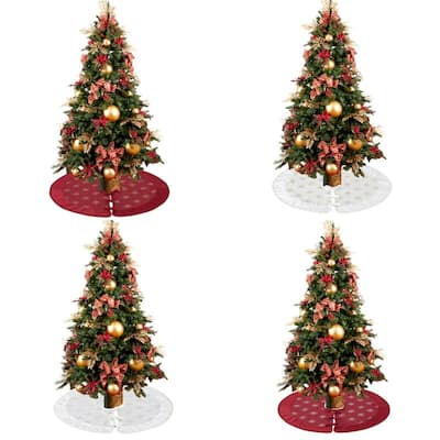 Christmas Tree Skirt with Tie Closure Holiday Decoration Twinkle Star - 35in