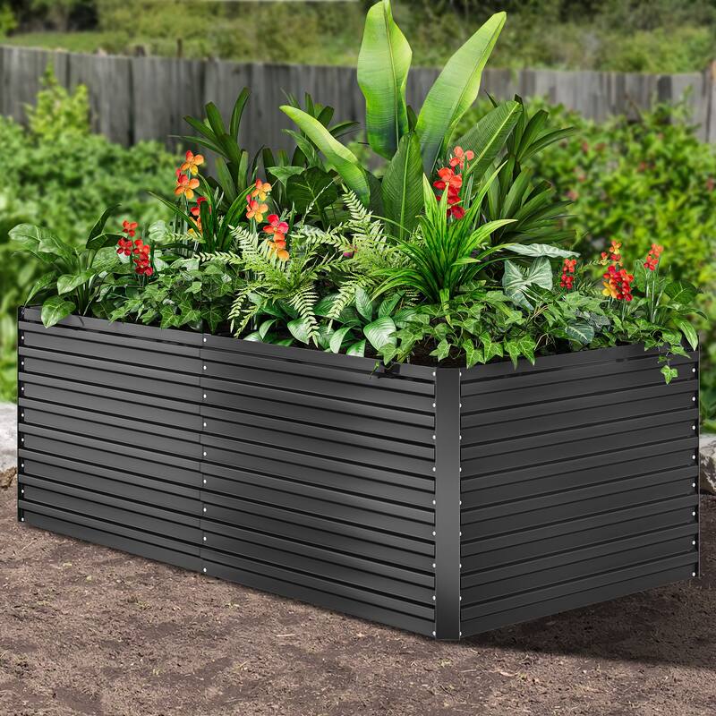 Moasis Outdoor Metal Raised Garden Bed with Gloves