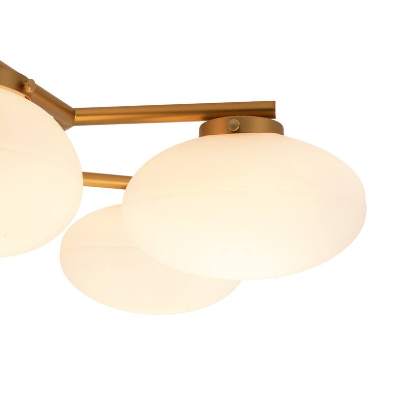 Modern 6-Light Opal Glass Globe Branch Sputnik Ceiling Light