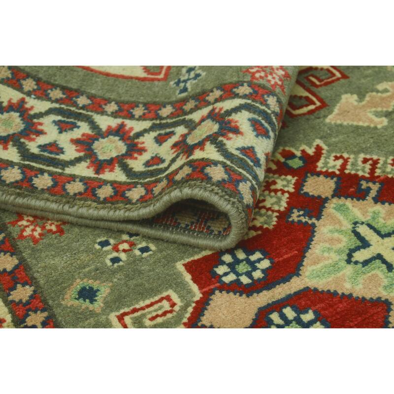 Noori Rug Kazak Viola Grey-Green/Ivory Runner - 2'9" x 9'6"