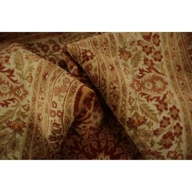 Hand Knotted Oriental 100% Wool Carpet Traditional Floral Oranges & Rust Tabriz Area Rug - 8' 0'' X 8' 0''