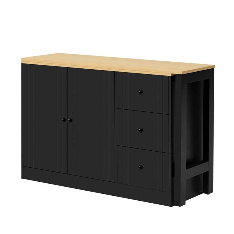 Multifunctional 89.7" Wooden Sideboard with Extendable Table and Storage for Living Room Organization