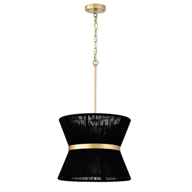 Abra 16 Ince Classic Black Rope Gold Pendant with 6 Light