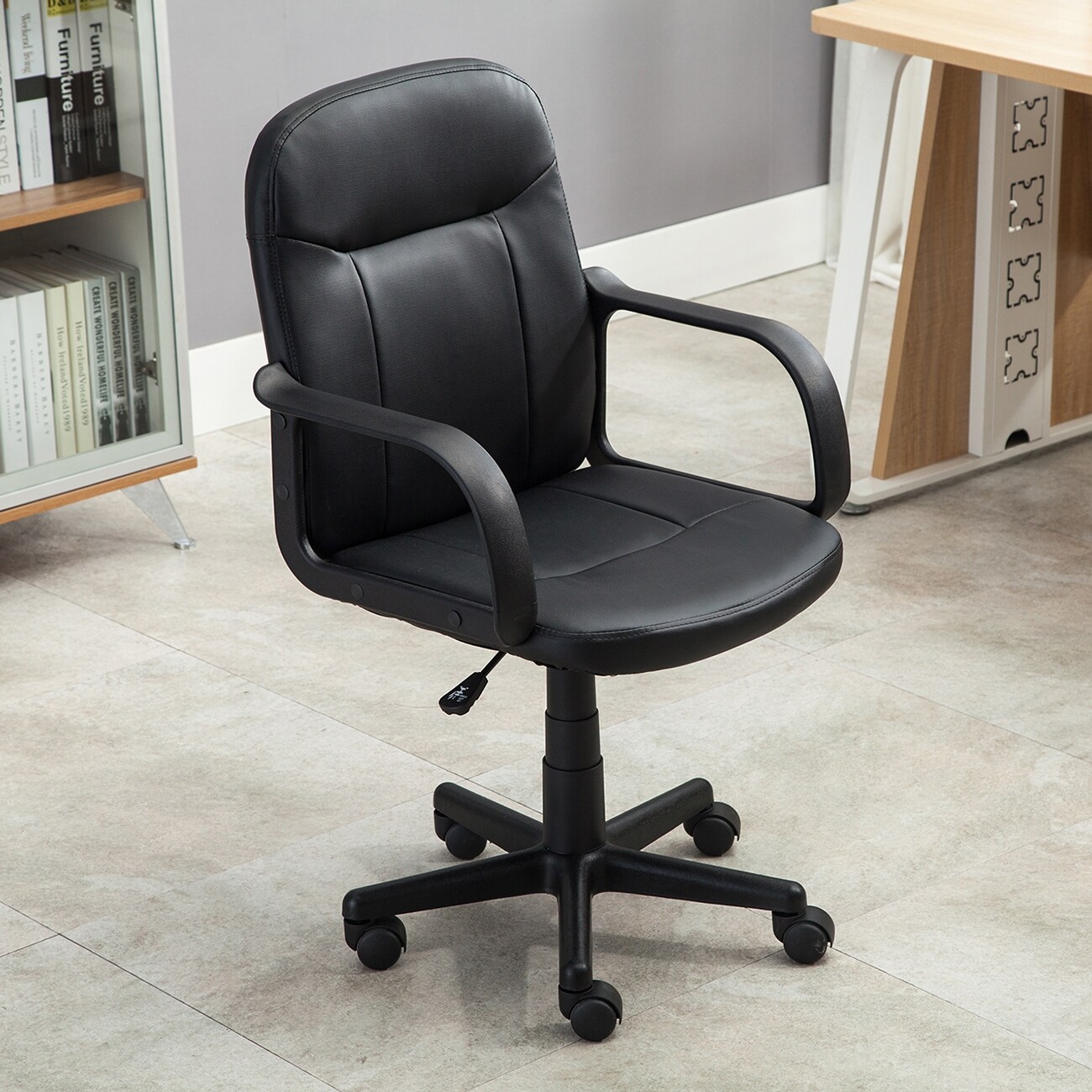 Belleze Mid Back Office Chair Pu Leather Ergonomic Desk Belleze Mid Back Office Chair Pu
