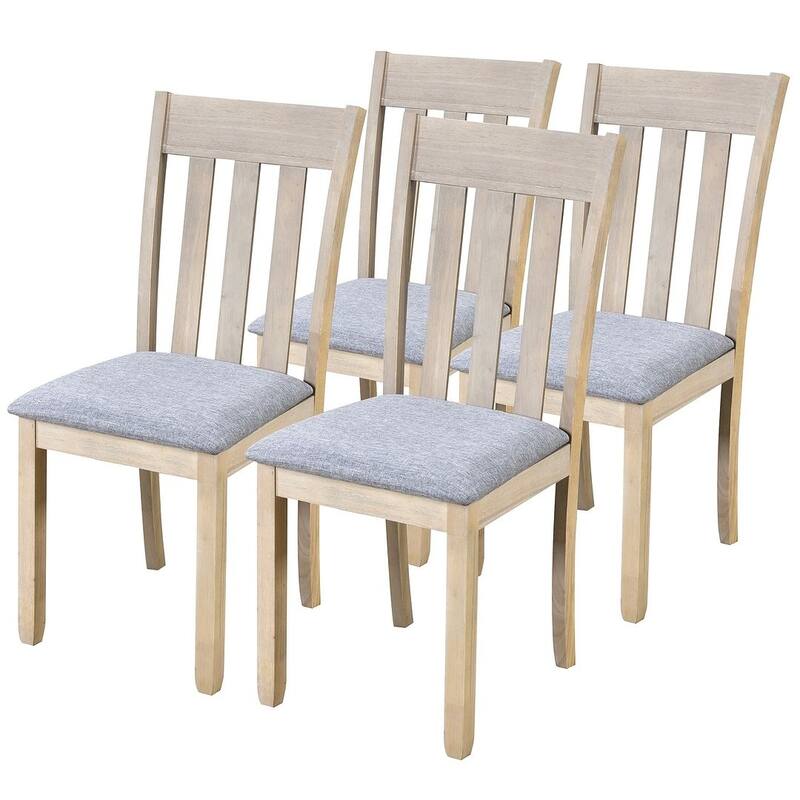 5 PCS Wood Dining Table Set for 4 Round Extendable Table with 4 Chairs