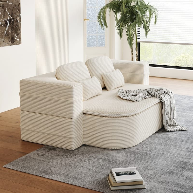 Folding Mattress Sofa with Fixed Shape Frame Convertible Sleeper Foam Sofa Bed with Blanket