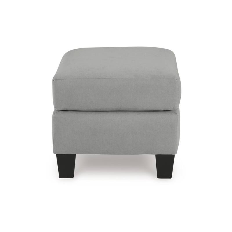 Lebo Accent Ottoman, 31 Inch Rectangular Gray Polyester Cushioned