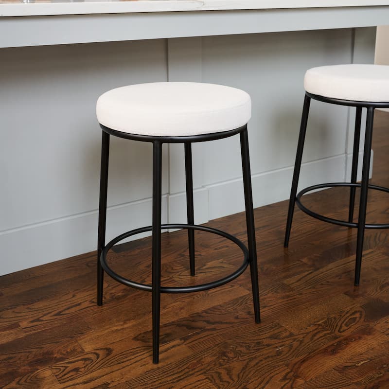 Maven Lane Stella Metal Kitchen Dining Stool - Matte Black Finish - Counter Height