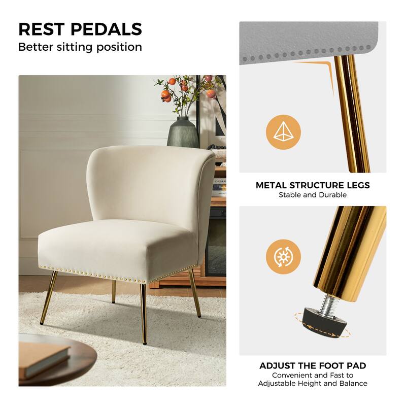 Celtia Modern Velvet Accent Side Chair with Nailhead Trim by HULALA HOME