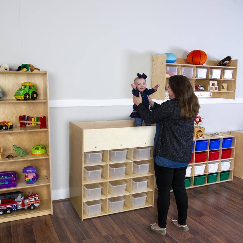 Contender Toddler Changing Table With 12 Translucent Bins, Cubby Storage Cabinet for Organizing Babies Toys - 36"