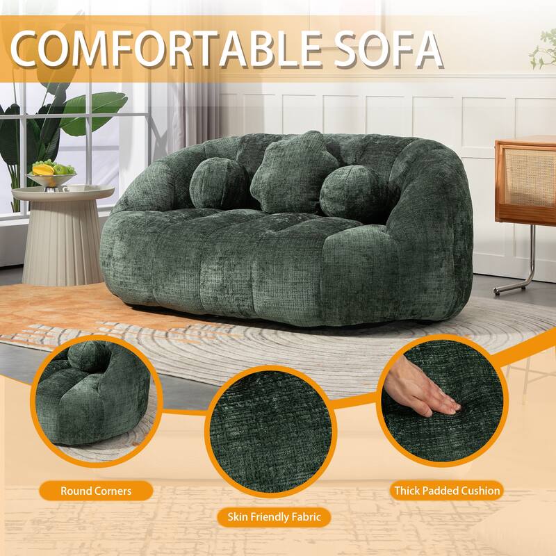 Chenille Upholstered Durable Comfort Lounger Bean Bag Lazy Sofa