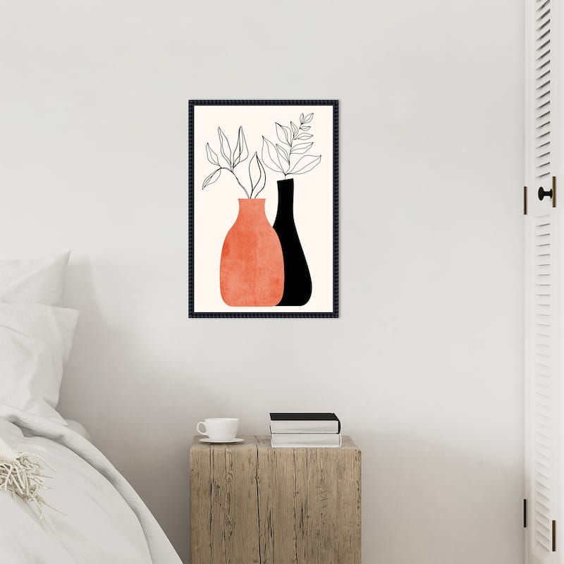 Madame a Monsieur by Eins Kubistika Framed Canvas Wall Art Print - Sylvie Beaded Black