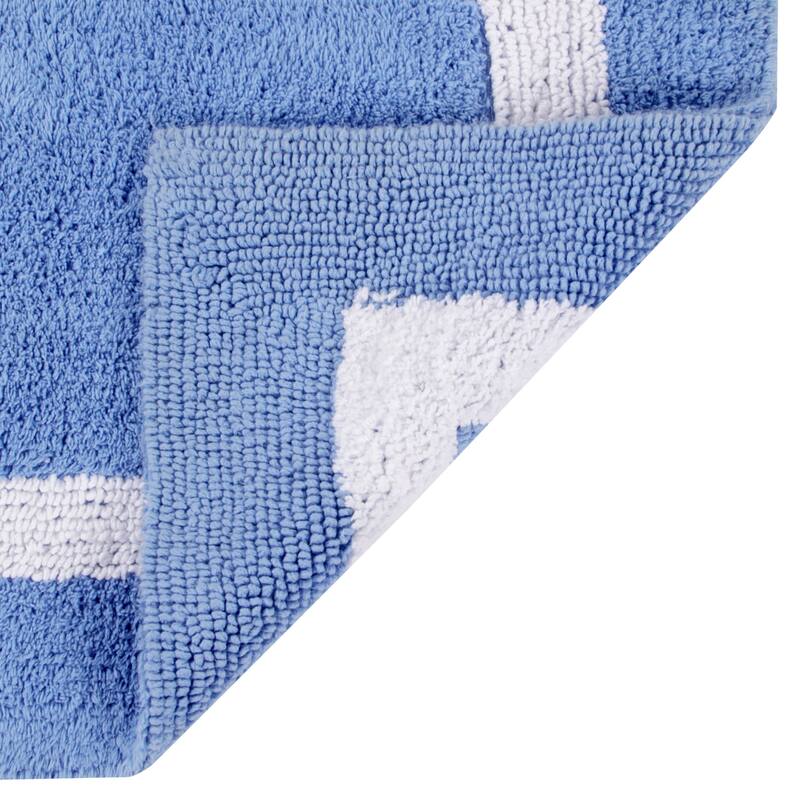 Better Trends Hotel Collection in Race Track 100% Cotton Super Absorbent Reversible Double Sided Machine Washable Bath Mat Rug