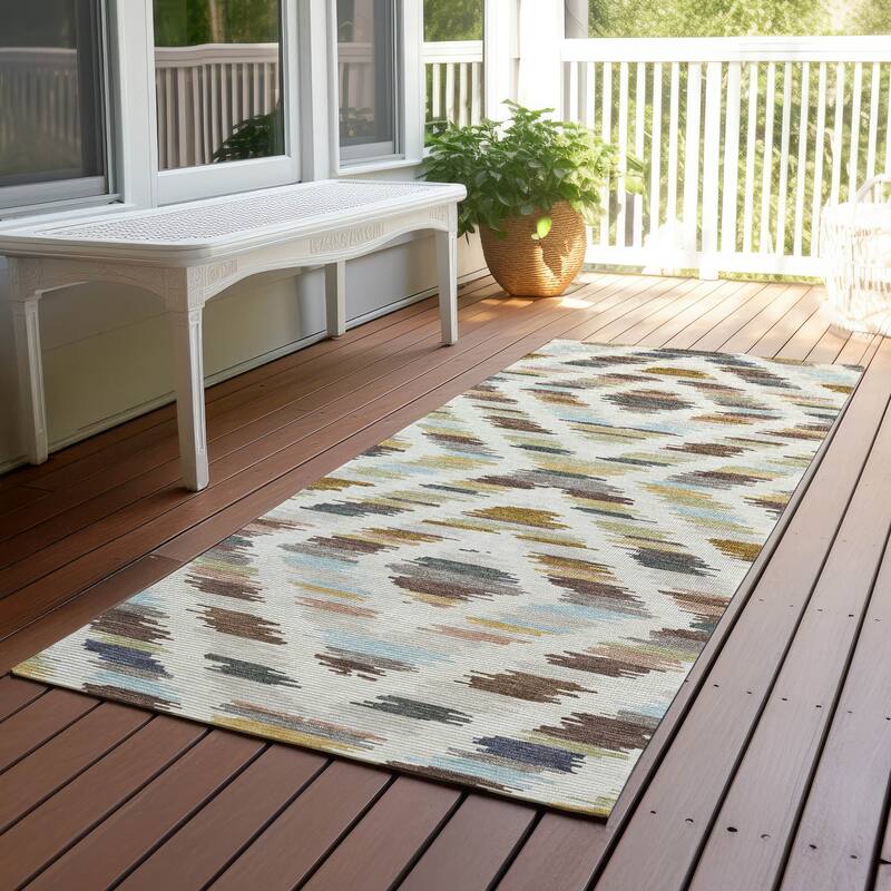 Machine Washable Indoor/ Outdoor Global Diamdon Chantille Rug - Beige - 2'3" x 7'6"