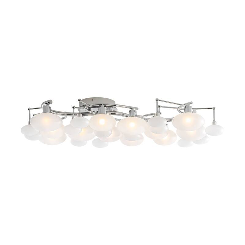 Mid-century Glam 12-Light Oval Frosted Glass Semi Flush Mount - 30.7 in