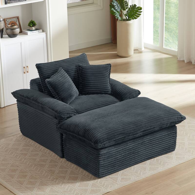 51.97" Modern Comfortable Cushioned Compression Single Sofa with Footrest