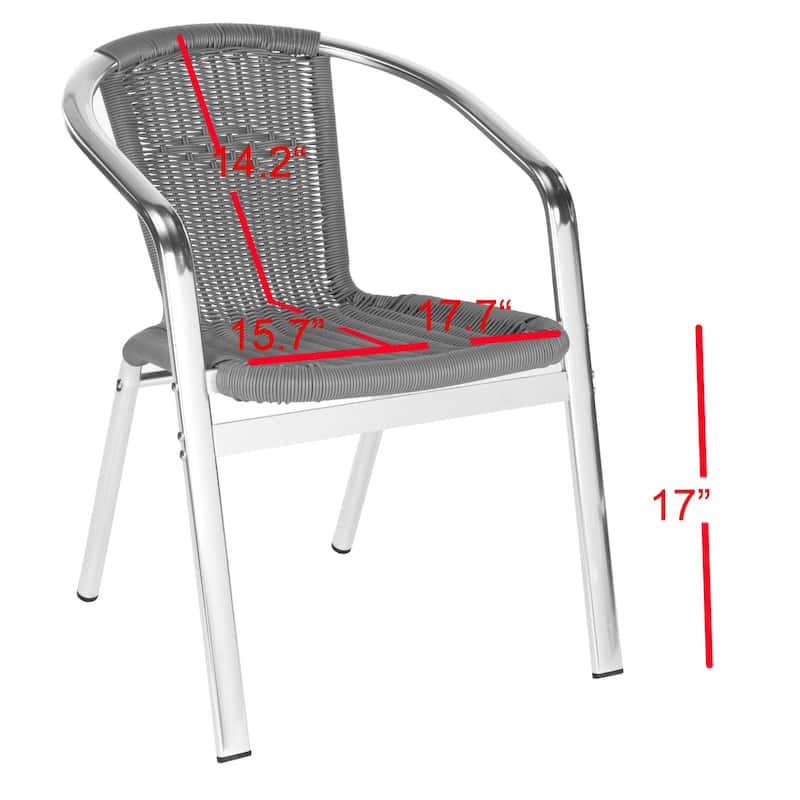 SAFAVIEH Wrangell Grey Indoor/Outdoor Stackable Chairs (Set of 2) - 22"W x 23"D x 28"H