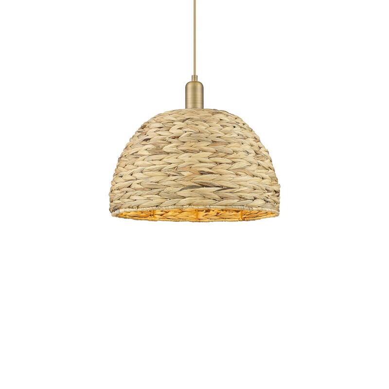 Innovations Lighting 716-1P-14-16 Woven Rattan Pendant Woven Rattan - Brushed Brass / Natural