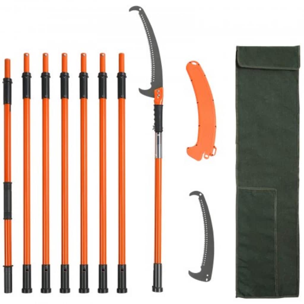 27 Feet Extendable Tree Pruner Manual Pole Saw with Sharp Steel Blade Ideal for High Branches - 7.3ft -27 ft
